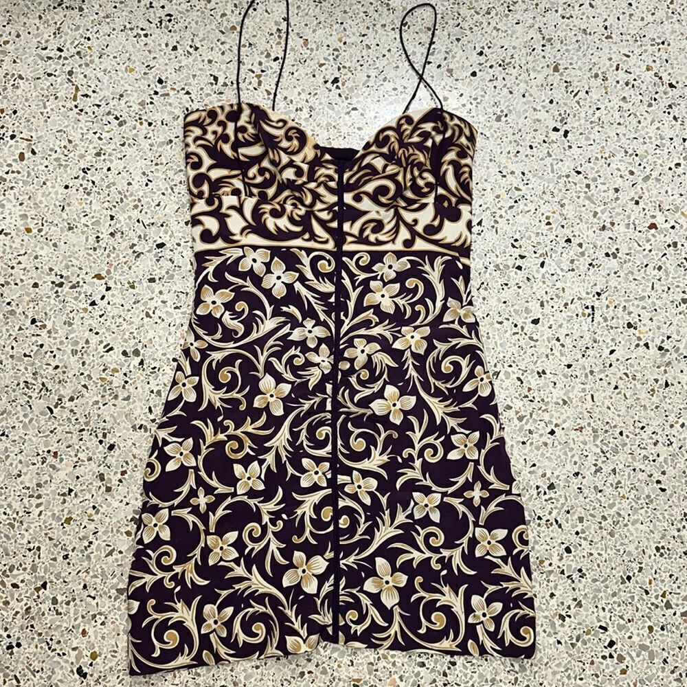 Nicole Miller Collection mini cocktail dress 0 XS print lined silk
